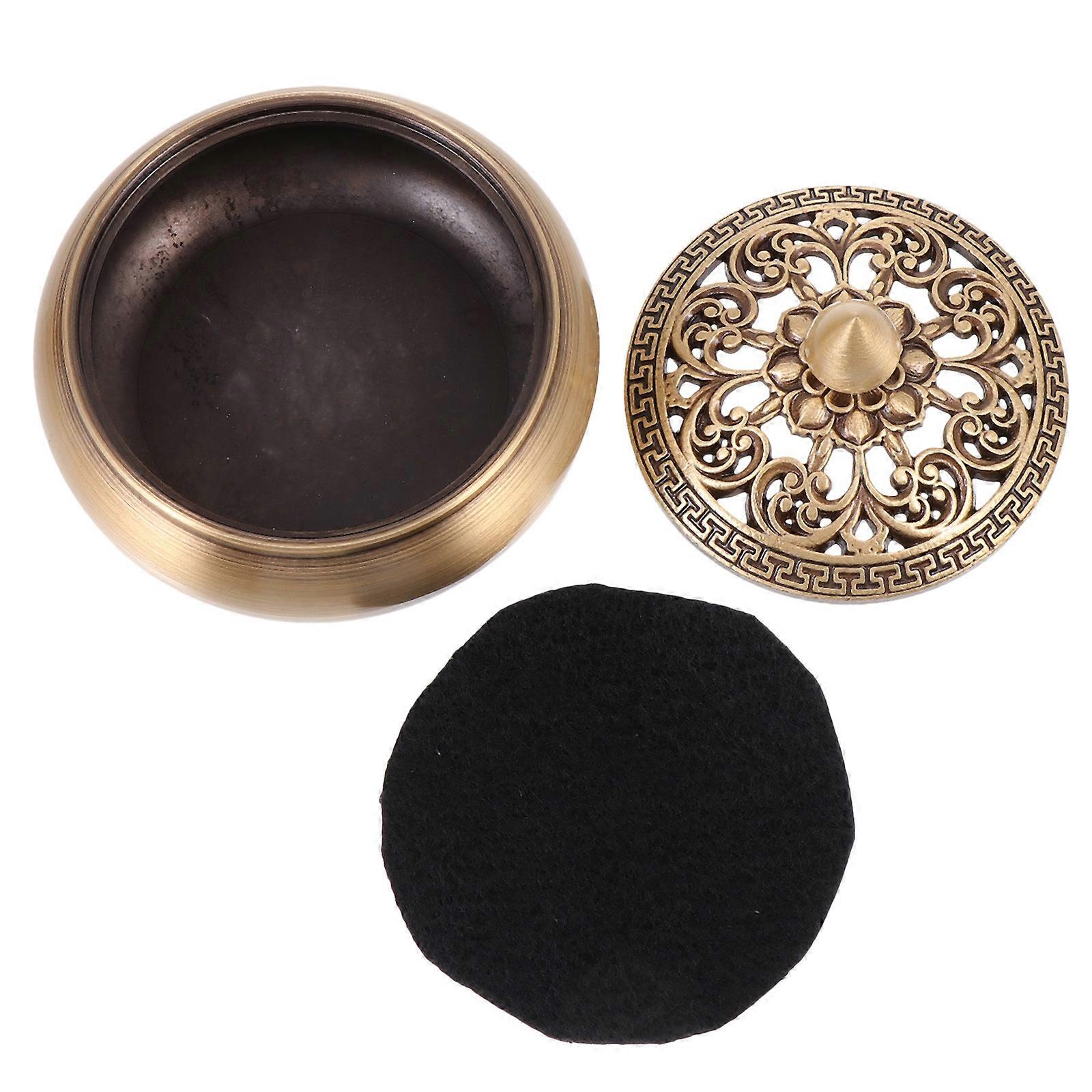 Golden Incense Burner for Home Use with 3Pcs Brass Aromatherapy Holder