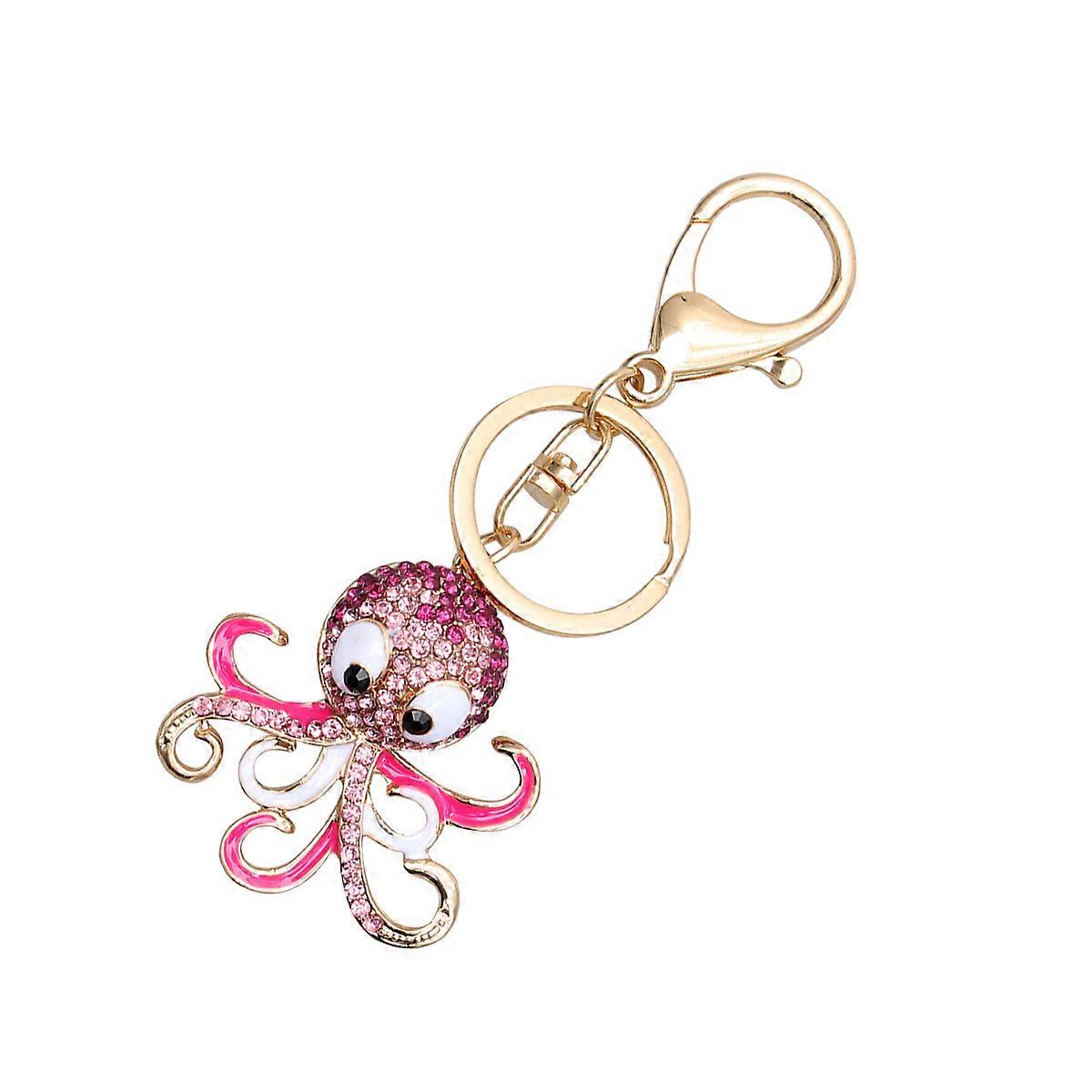 Octopus Pink Key Ring Rhinestone for Keys Holding 3Pcs Pack