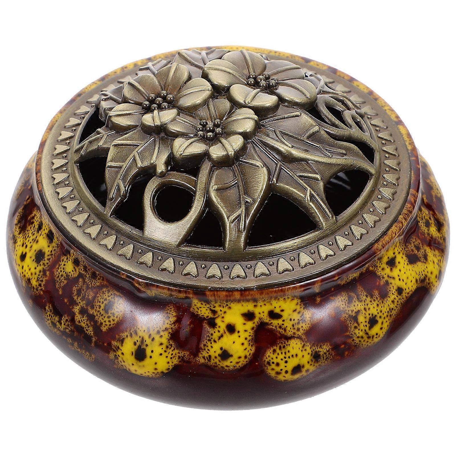 Incense Burner Ceramic Aromatherapy Holder for Decor 1Pcs Brown
