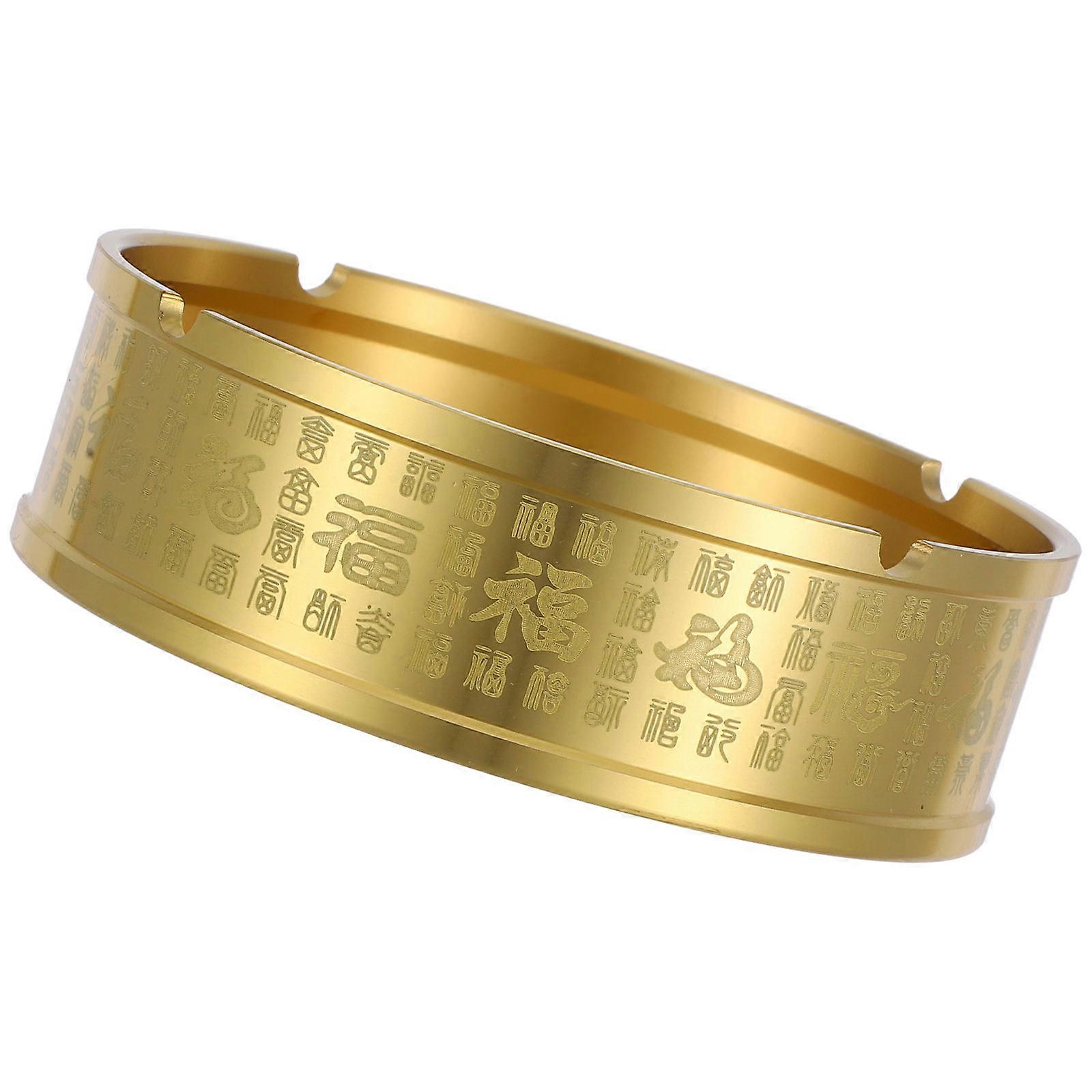 Creative Vintage Brass Ashtray for Storage 3Pcs Golden Round Tabletop Container