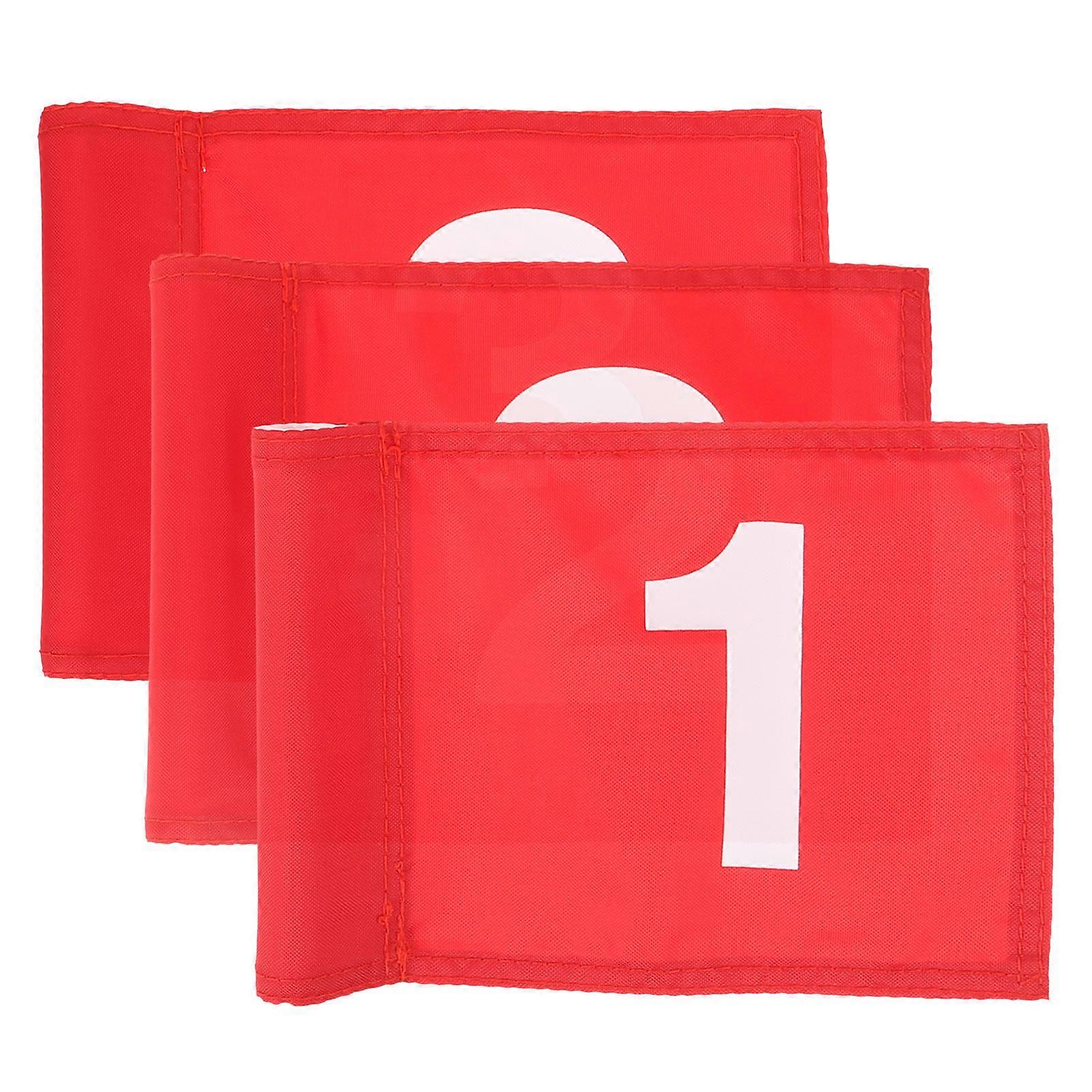 Red Nylon Golfing Flags Numbered for Training Practice 9 Pieces