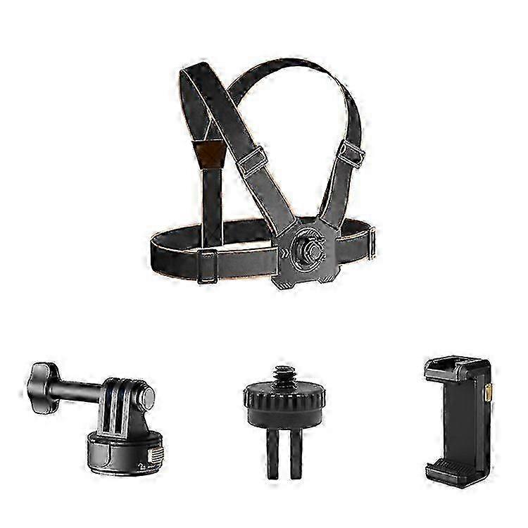 Gp-032 Action Camera Chest Strap + Magnetic Quick Release Base + 1 / 4 Mini Adapter + Phone Clip