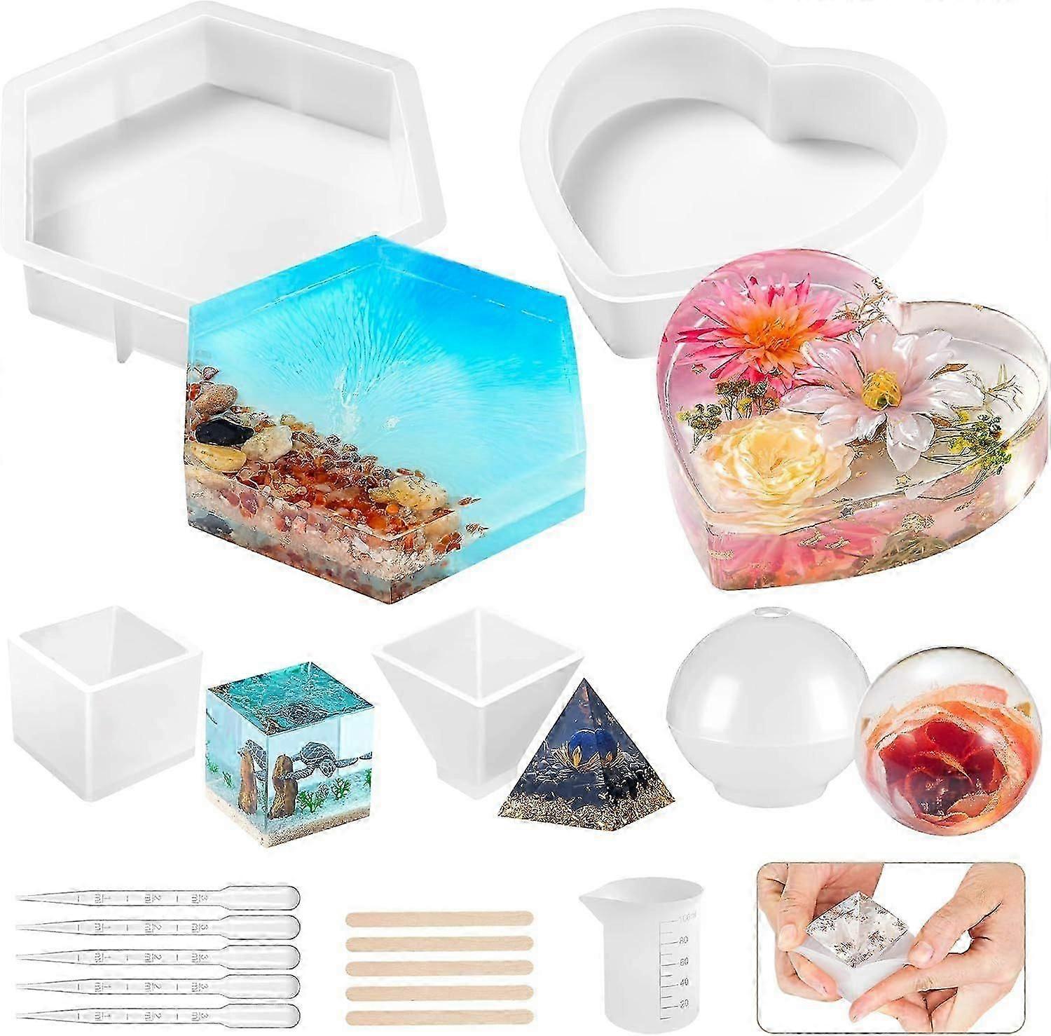 2025 Latest Model Resin Molds Silicone Kit, 8 in 1 Large Silicone Molds for Epoxy Resin, Flowe
