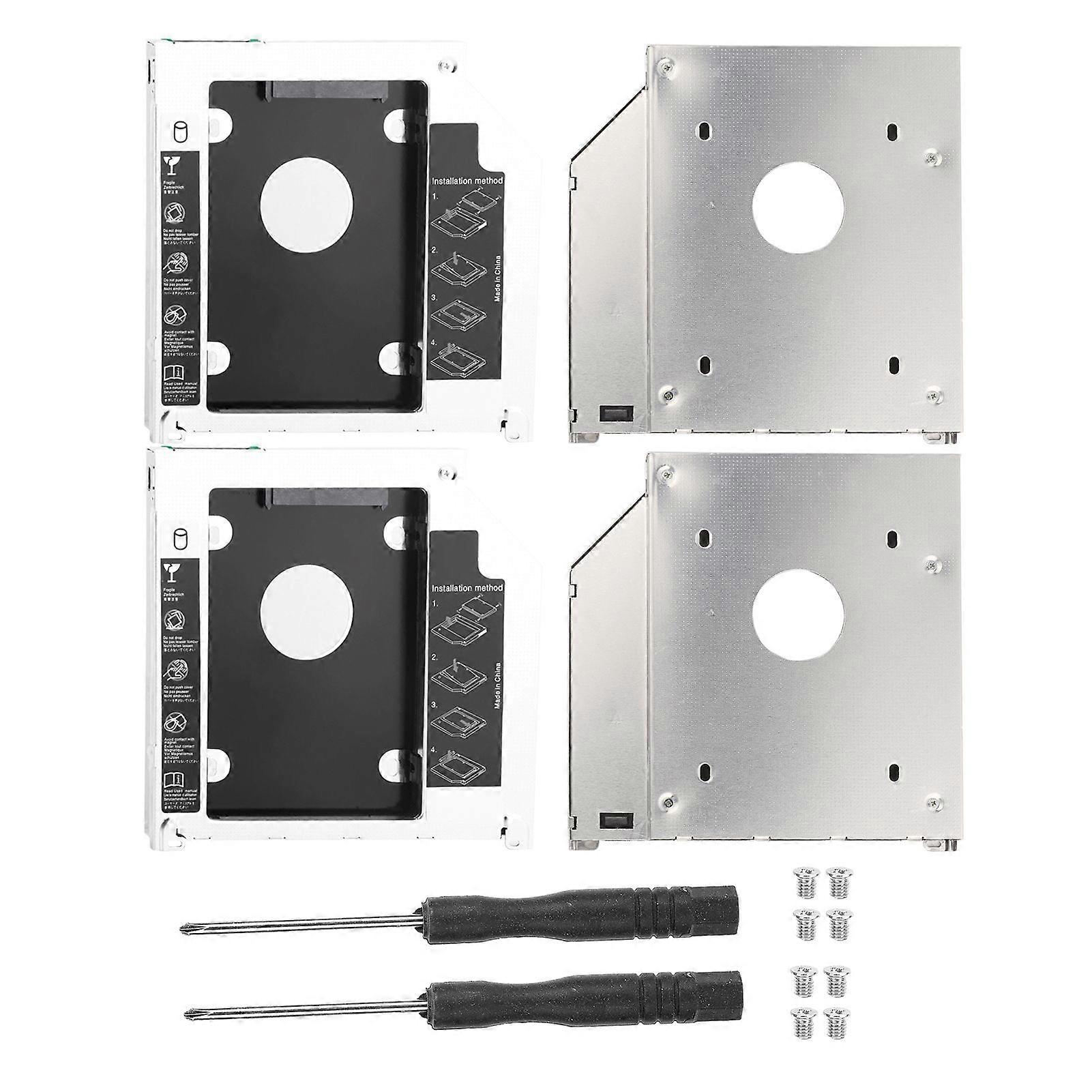 2Pcs 2nd SSD HDD Caddy Optical Drive Bay DVD Adapter Case 9.5mm with 3Way Protection Switch (Not Inclube Hard Disk)