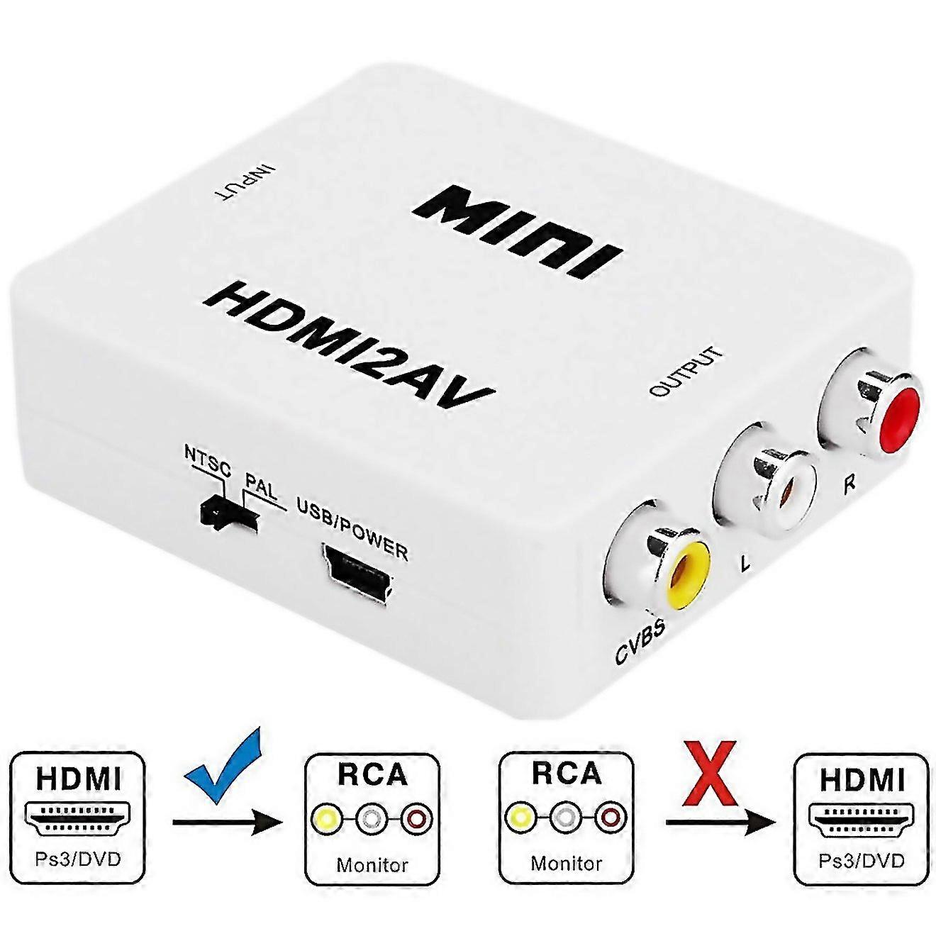 For Vk126 Mini Hdmi To Cvbslr Audio Converter Adapter Scalerwhite