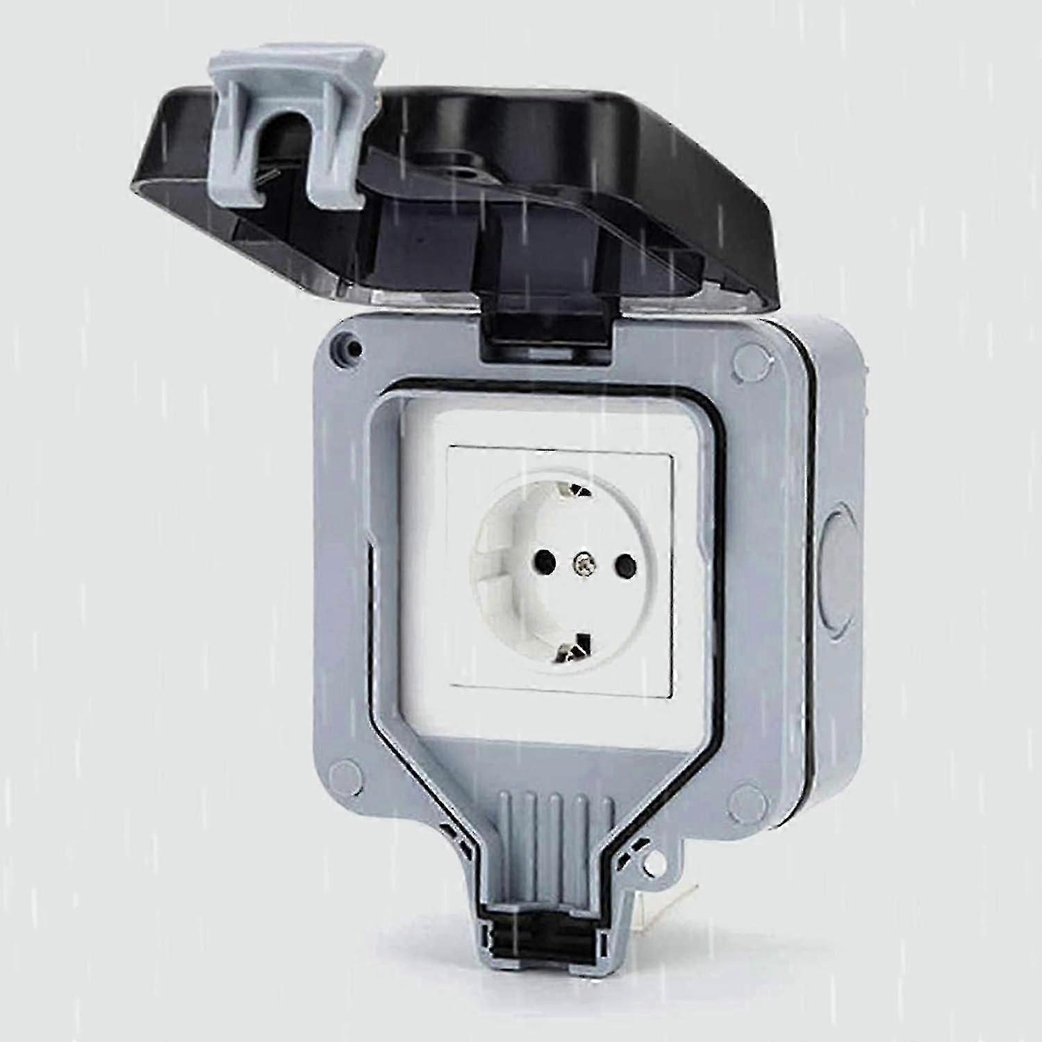 Outdoor socket garden waterproof surface-mounted socket - outdoor IP66 wall socket with cover 1-way socket