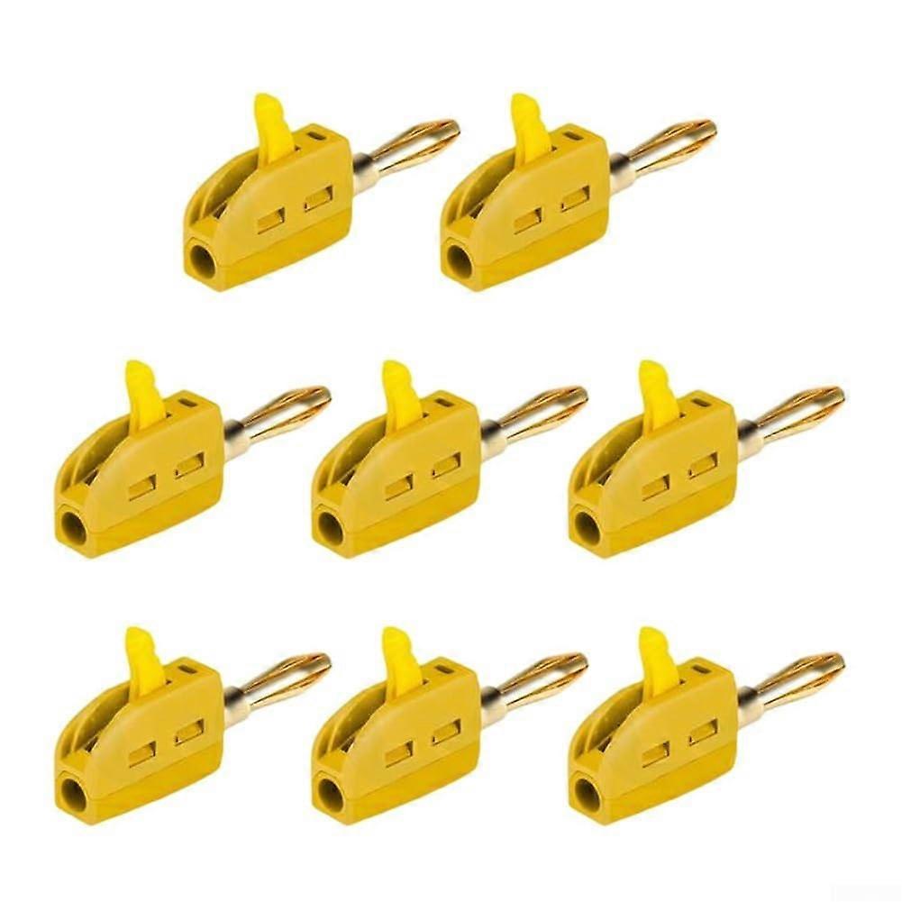 Banana Connectors Gold Plated, 4 Mm, Set Of Eight, 32A  Current, Yellow