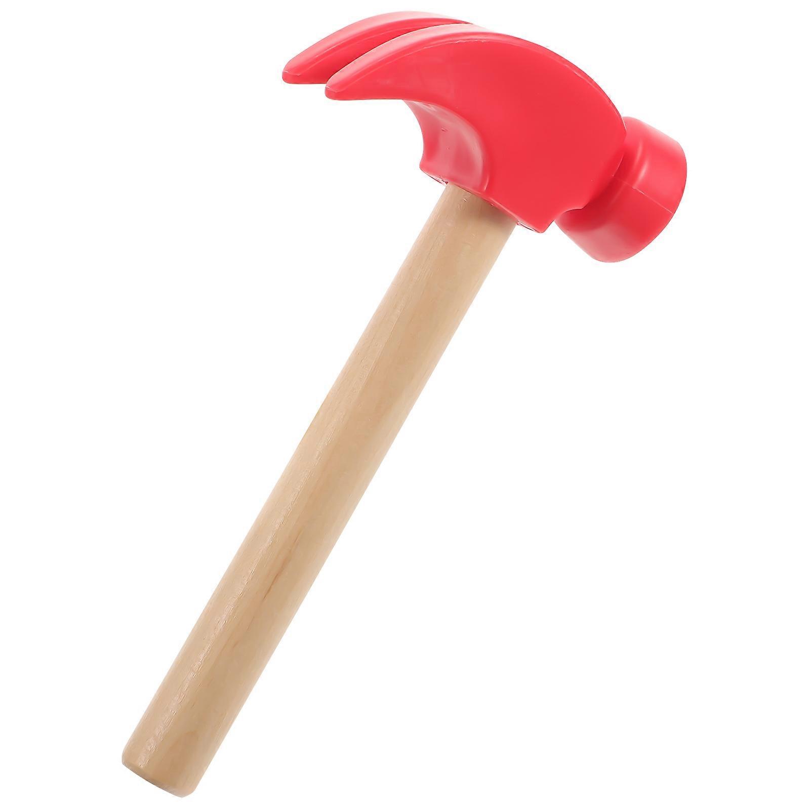 Children Wooden Hammer Toy Realistic Simulation Hammer for Kids 4Pcs Red