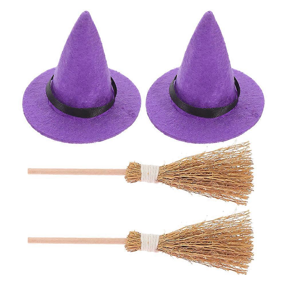 Miniature Witch Hat Broom for Mini House Decor 10Sets