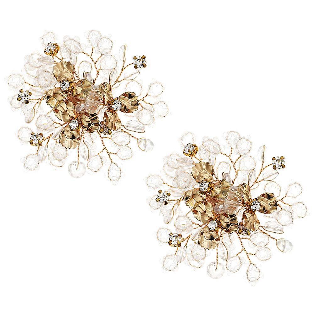 Golden Decorative Shoe Clips For Wedding Events Stylish For Women Providing Versatility Featuring Round Shape And Design 1 Pair
