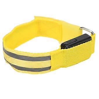 25-26 Reflekterende LED-lysarmbånd Dobbelt lysende striber Lysende armbånd til natløb Batteridrevet gul