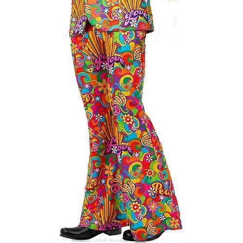 Calça flare masculina Smiffys Rainbow Peace