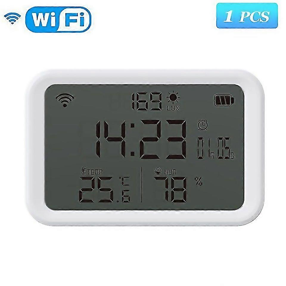 For Tuya Wifi Smart Temperature And Humidity Sensor Lux Light Detector Indoor Hygrometer