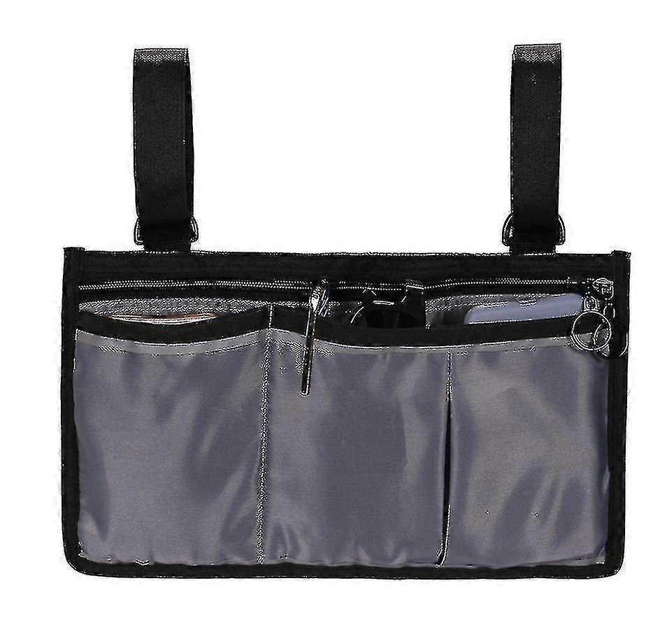 Gray Portable Wheelchair Side Hanging Storage Bag, Multifunctional