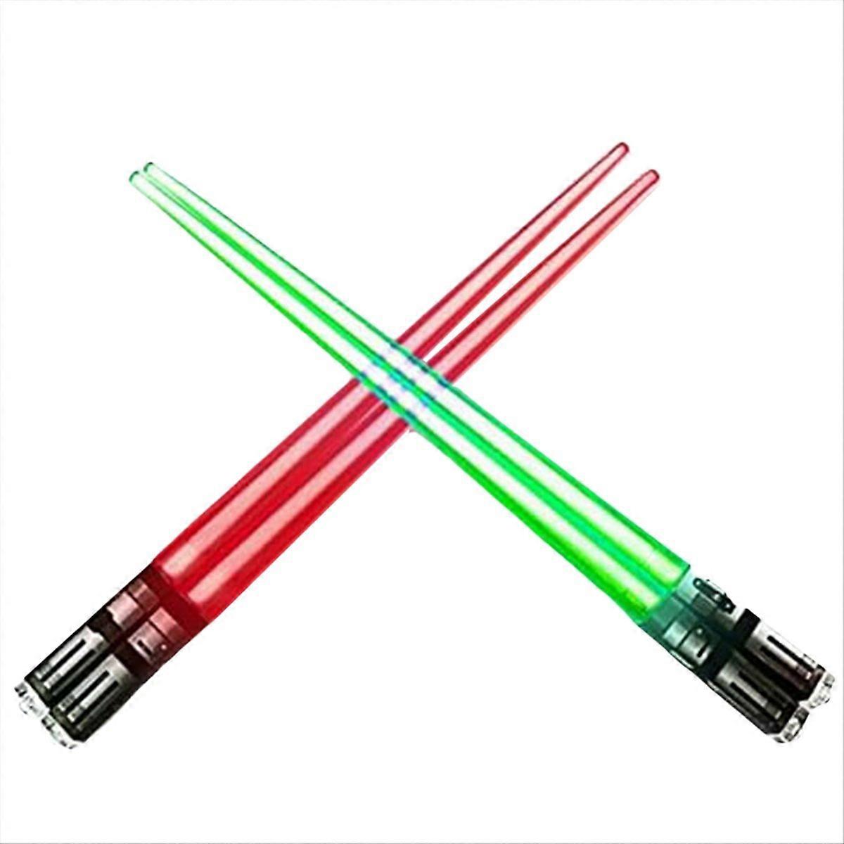 Light Up LightSaber Chopsticks Set, 2 Pairs, Red Green