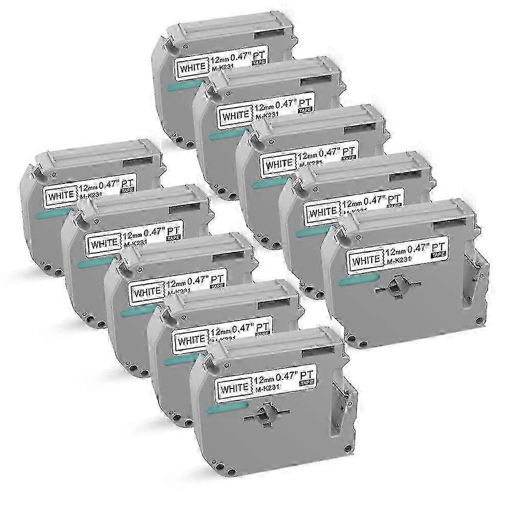 Intake Label Tape Replacement for Brother m-k231 12mm White M Tape - 10 Pack of 25-26 Labels, Specifically Designed for P-Touch Machines
