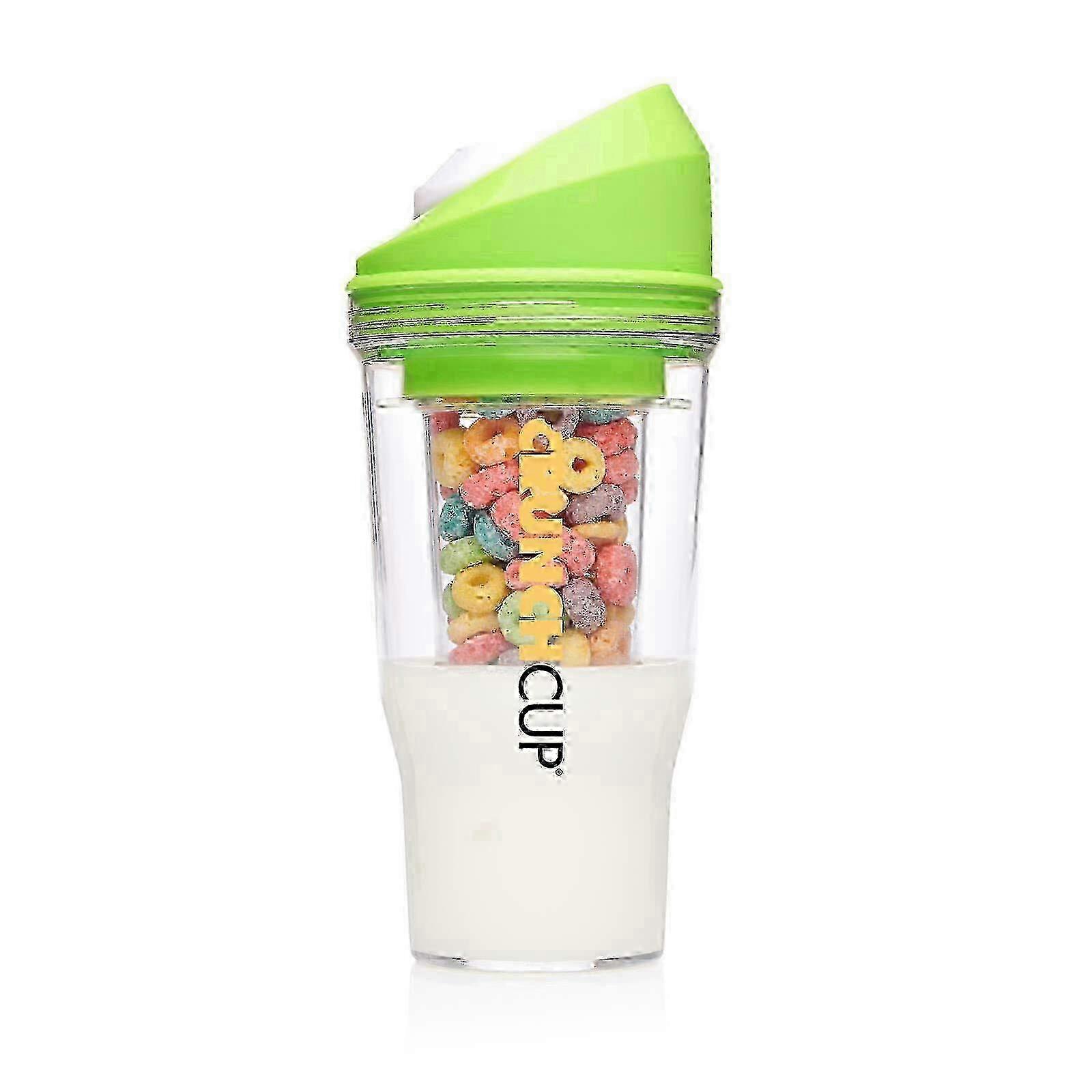 Portable Plastic Cereal Cup for Breakfast On the Go, To Go Cereal and Milk Container, 0 Spoon or Bowl Required Lemon yellow miao4