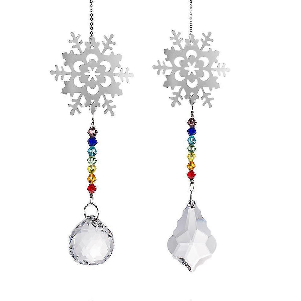 Σετ από 2 ηλιακά φυτά κρύσταλλο χιονονιφάδας, χριστουγεννιάτικα δώρα διακόσμησης κήπου χριστουγεννιάτικων σφαιρών prism