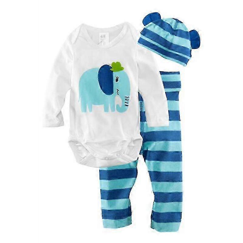 حديثي الولادة الرضع الأولاد البنات لطيف رومبير + بنطلون + قبعة مجموعة ملابس ملابس غير رسمية