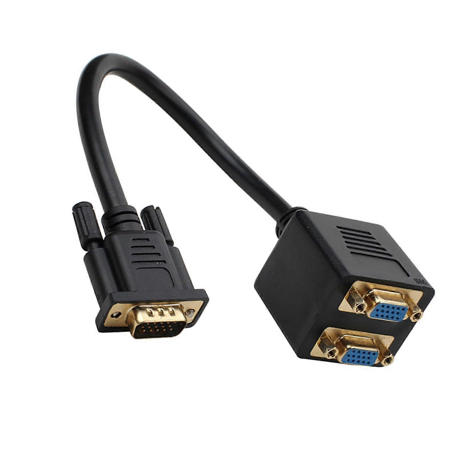VGA Splitter Cable 1 In 2 Out 1080P Double Monitor Adapter 25 Cm Cable For PC Laptop Projectors LCD TVs Box Displays
