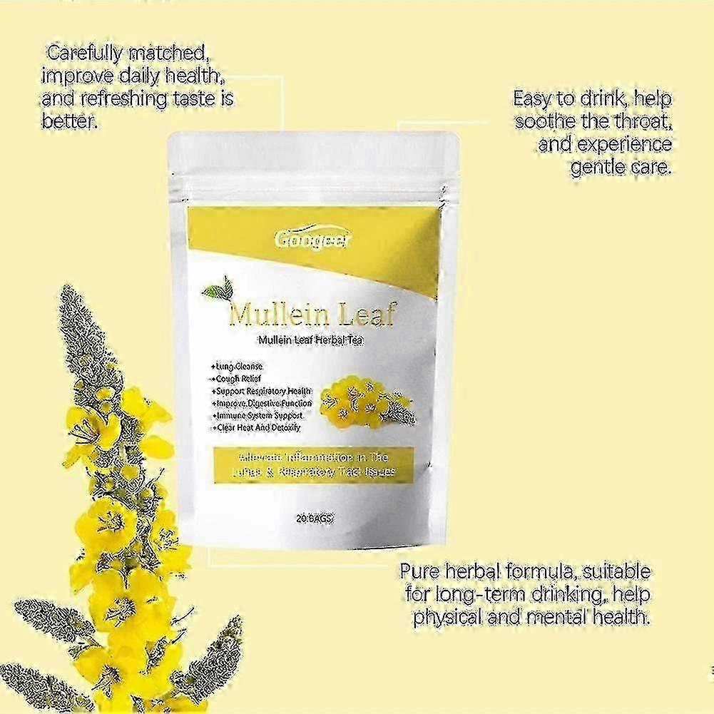 Teposer med mulleinblader Urtete for lungerensende pust og hostelindrende te, 20 poser/pakke