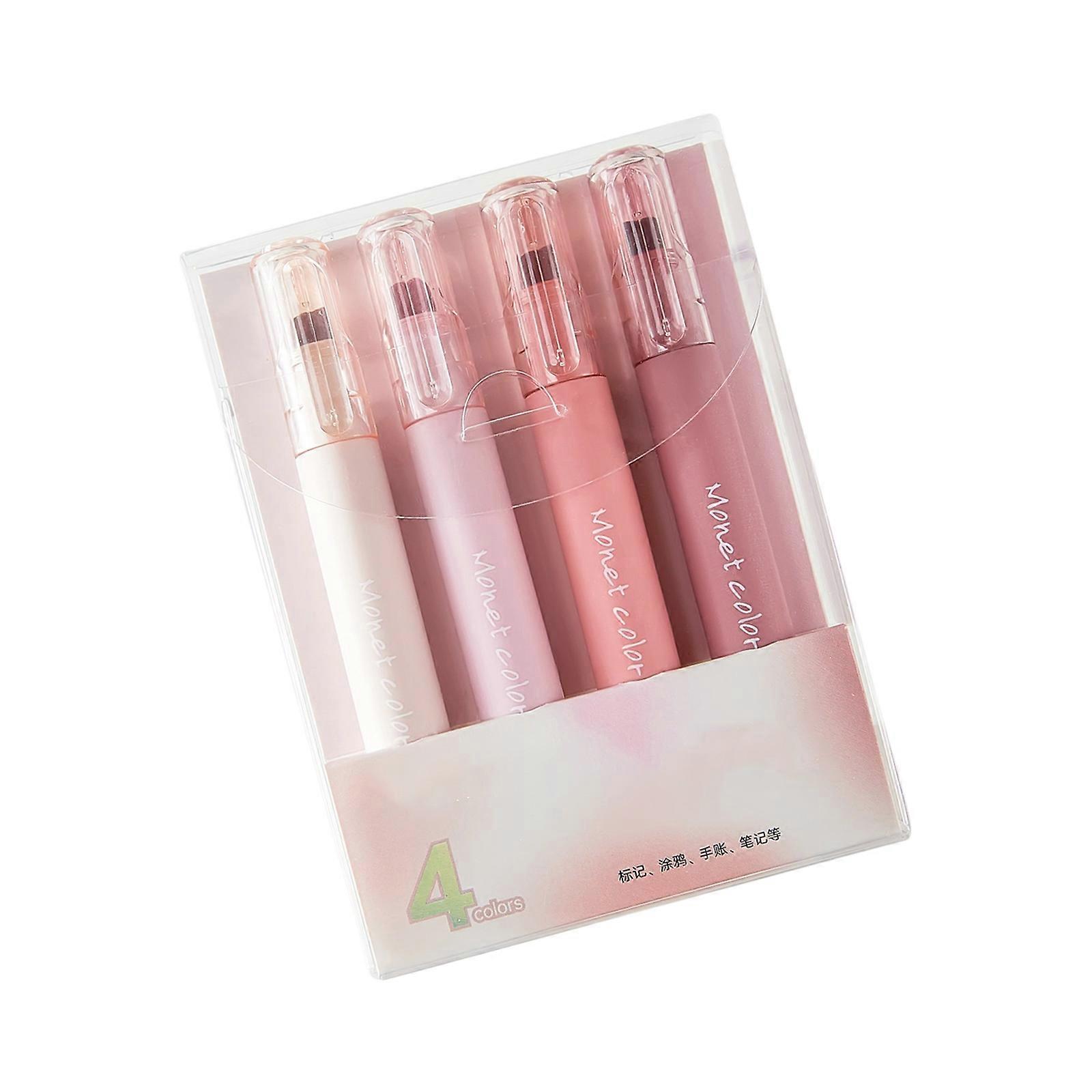 4 Part Soft Marker Set Smooth Writing Office School Art Materials Dynamic Yet Subtle Dyes Organ Of Sight Friendly Plan  Gradient pink