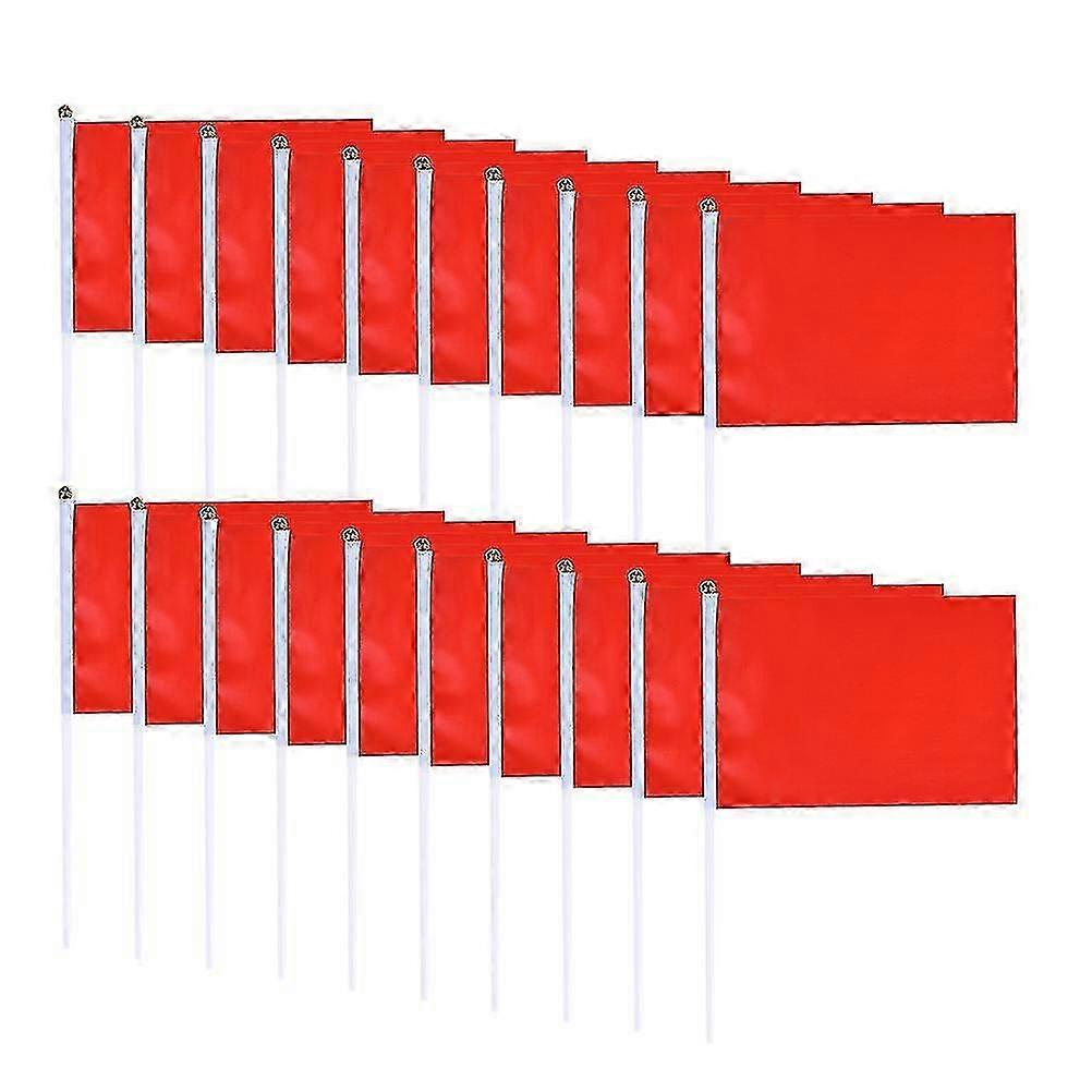 100pcs Red Square Party Flags - Handheld Solid Color Celebration Flags for Events