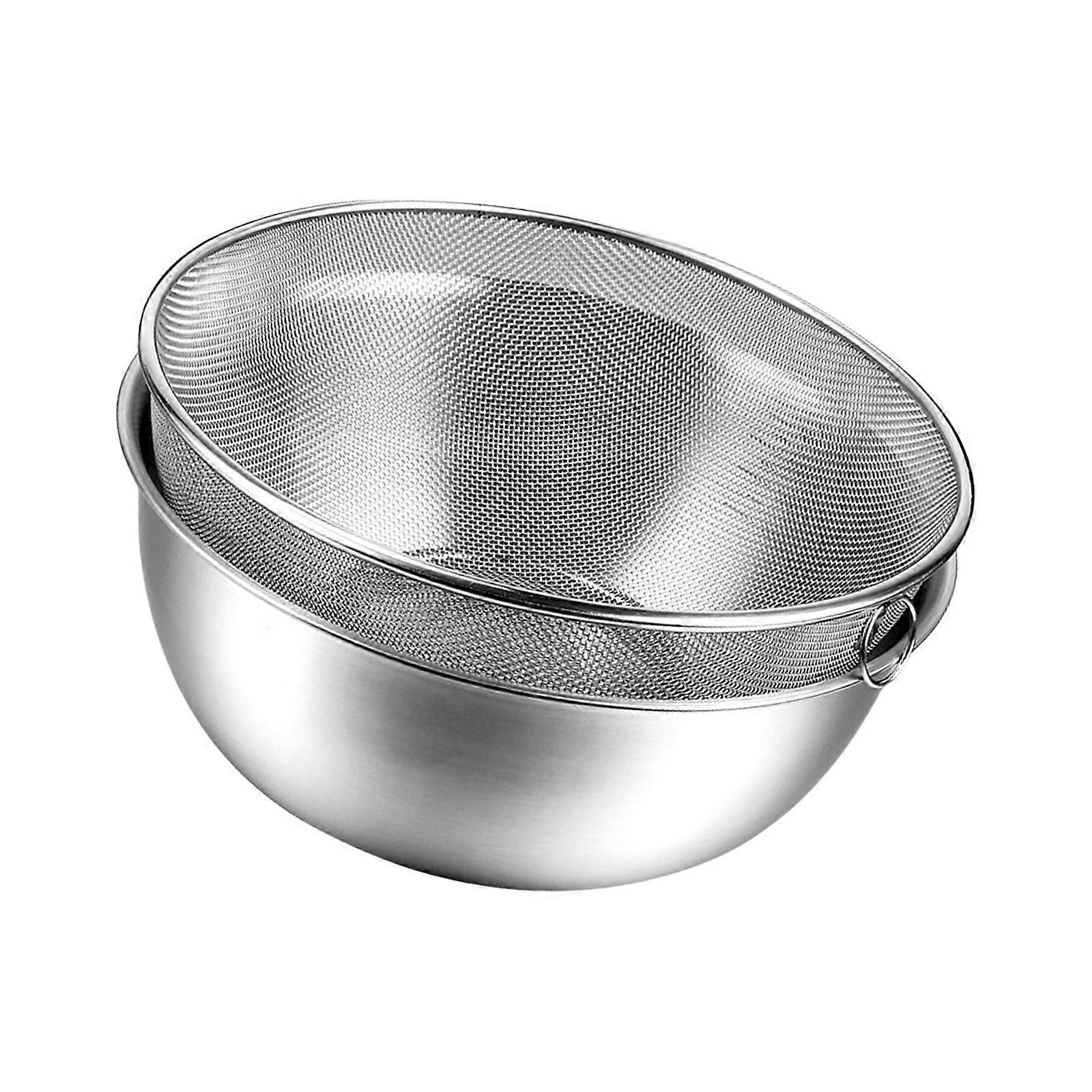 Stainless Steel Colander with Mixing Bowl Set Multipurpose Strainer Basket for Easy Cleaning of Fruits and Vegetables  The color of 24CM