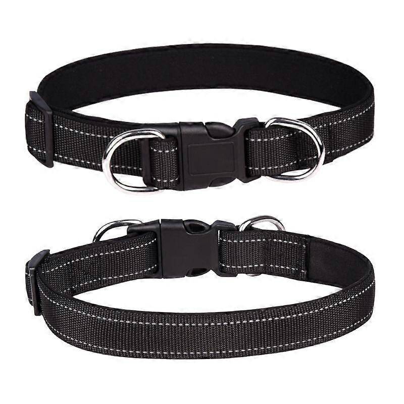 Reflective Dog Collar, Adjustable Soft Neoprene Padded Nylon Pet Collars with Buckle for Small Medium Large Dogs