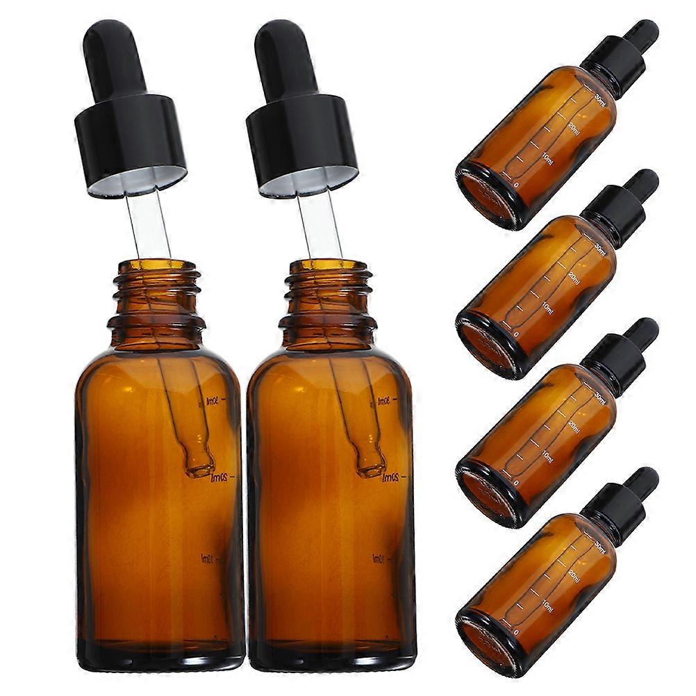 Pack of 6 Glass Dropper Bottles for Essential Oils with Amber Protection