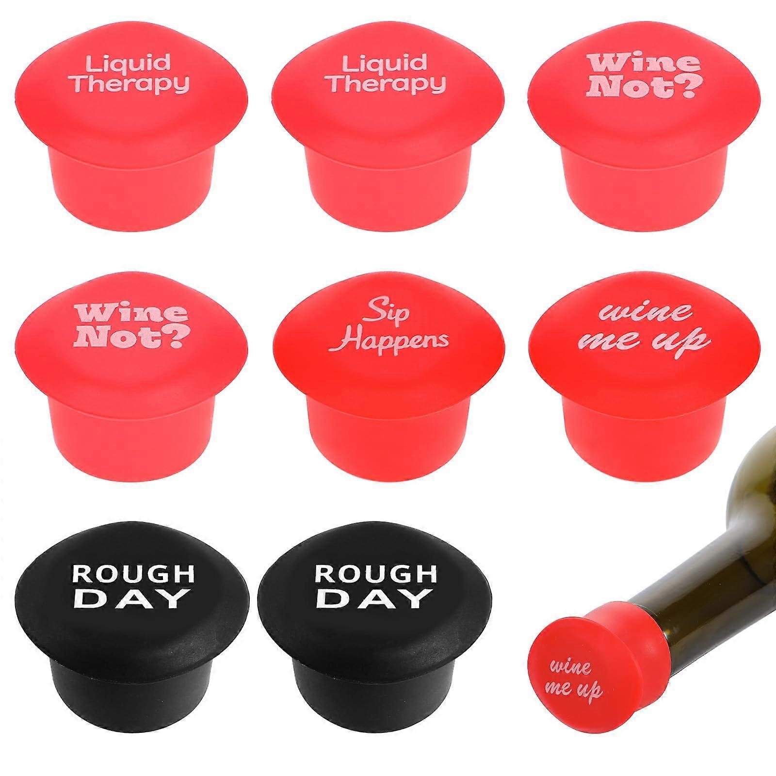 8 Pcs Silicone Wine Stoppers Set – Funny Reusable Bottle Seal Caps Keeps Wine Fresh for Wine Lovers