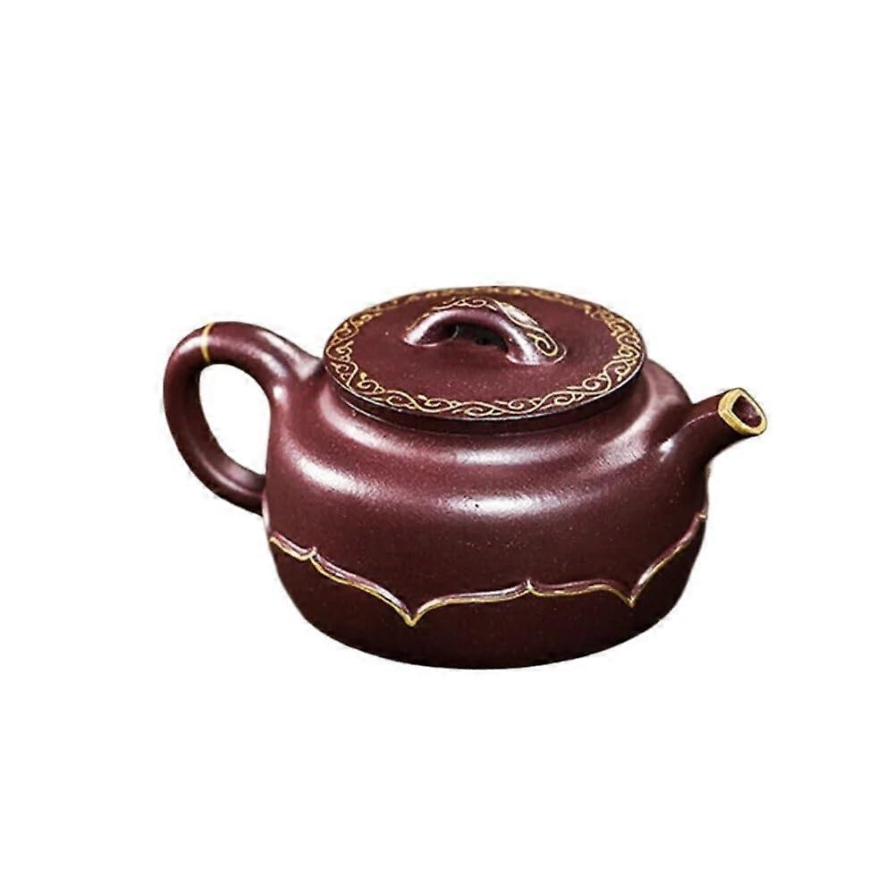 Handmade Purple Clay Teapot 350ml with Precision Pour Spout and Retro Elegant Design for Tea Brewing