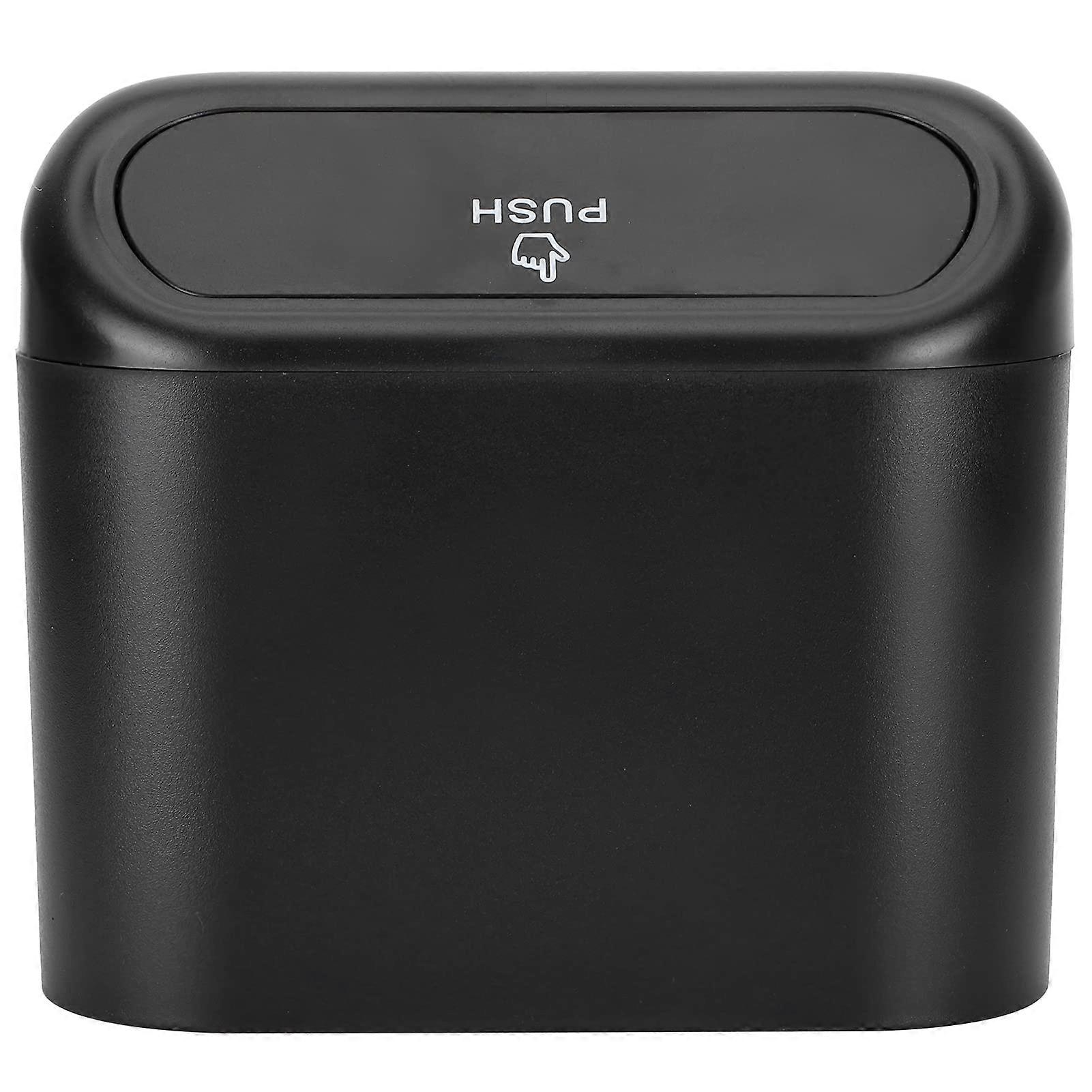 Car Trash Can with Lid, Compact Hanging Durable Vehicle Interior Garbage Bin Black