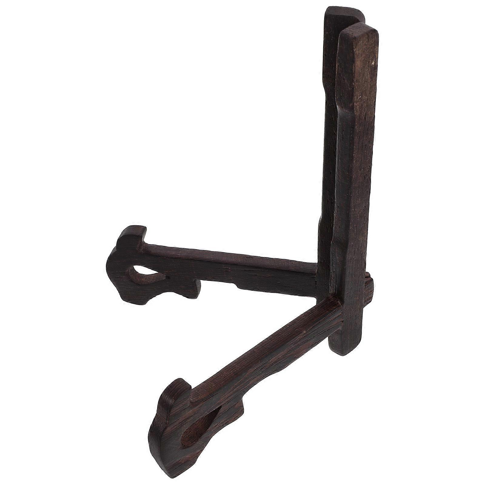Brown Wooden Plate Display Stand for Display Practical Tabletop Holder
