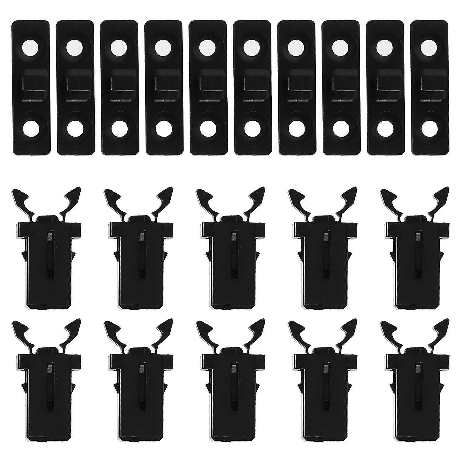 Black Bin Lid Replacement Latch for Garbage Can with 10Sets Press Buckles