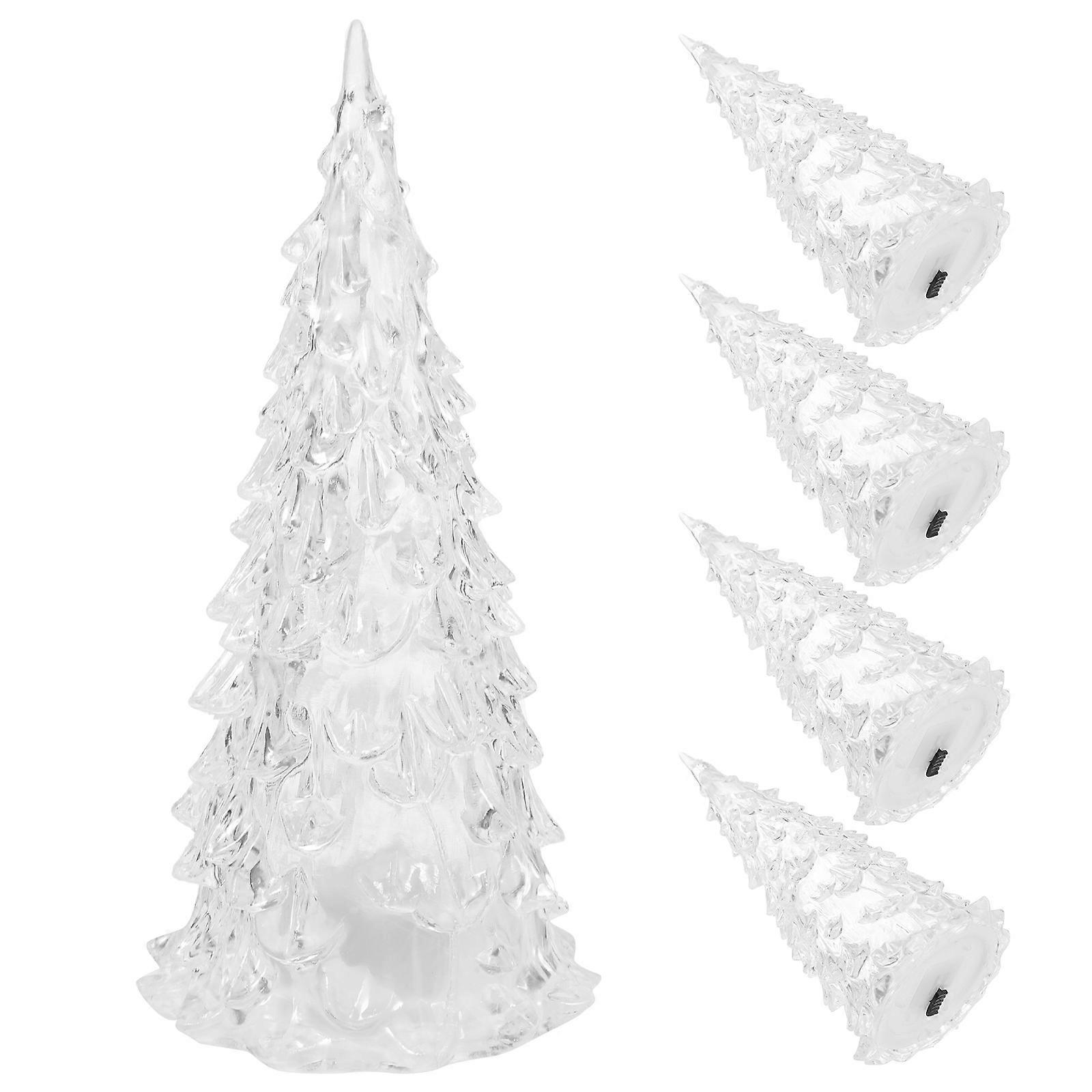 Acrylic LED Christmas Tree Decorations for Party Lighting 5Pcs Mini
