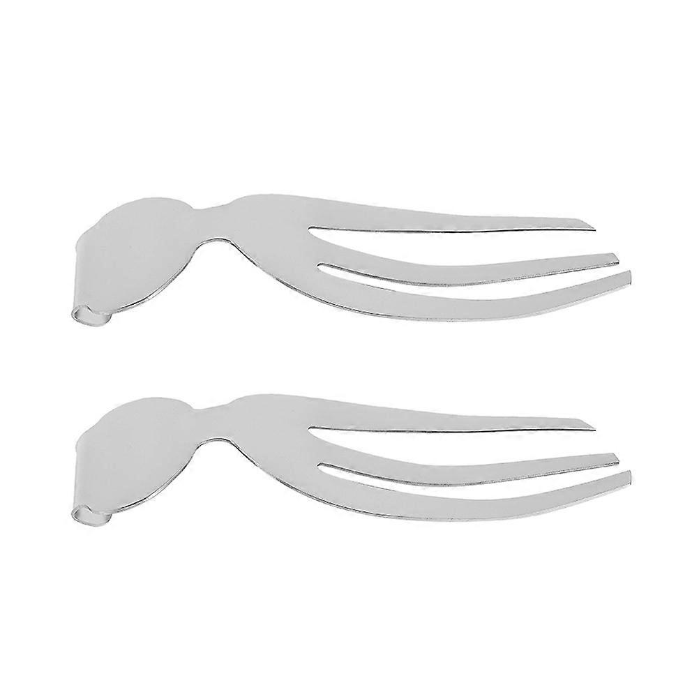 Stainless Steel Salad Hands Silver Fork for Home 2Pcs Lightweight Tool