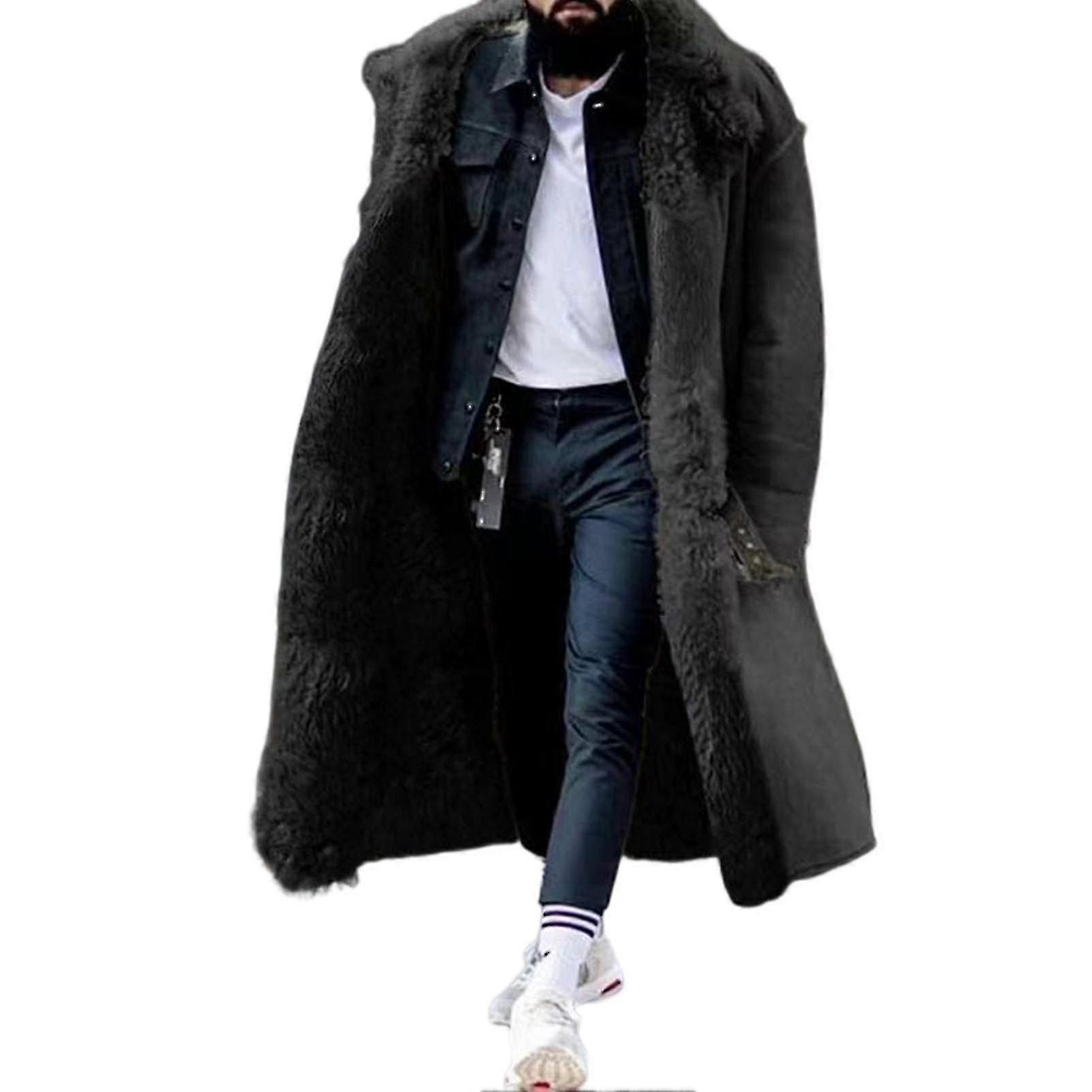 Fur-Lined Winter Jacket compatible with Men Mid-Length Plus Size Design compatible with Cold Winters
