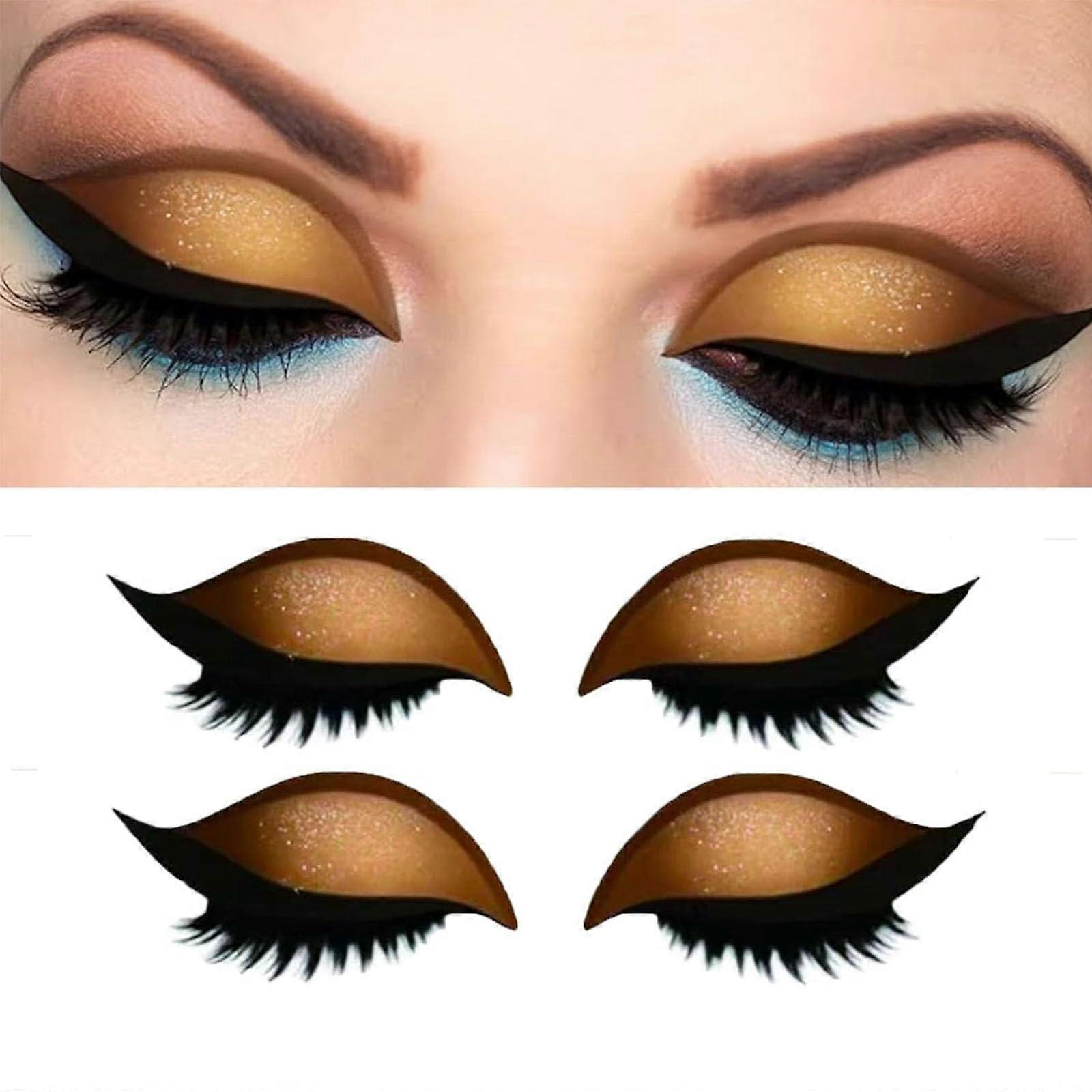 3in1 Eyelash Stickers with False Lashes and Eyeshadow, Reusable Waterproof Eye Makeup Patches Gold 2pcs