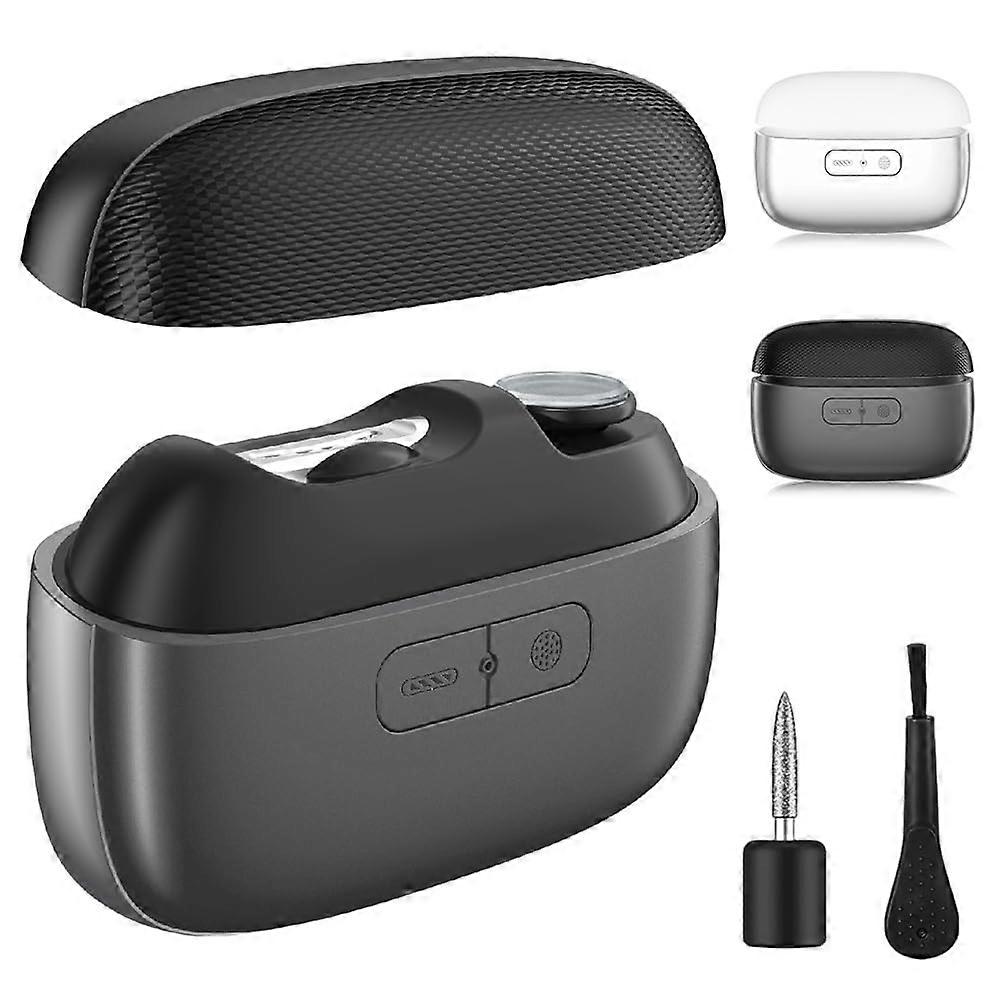 Electric Nail Clipper for Seniors 2 in 1 Trimmer and Polisher with LED Light Low Noise Grey