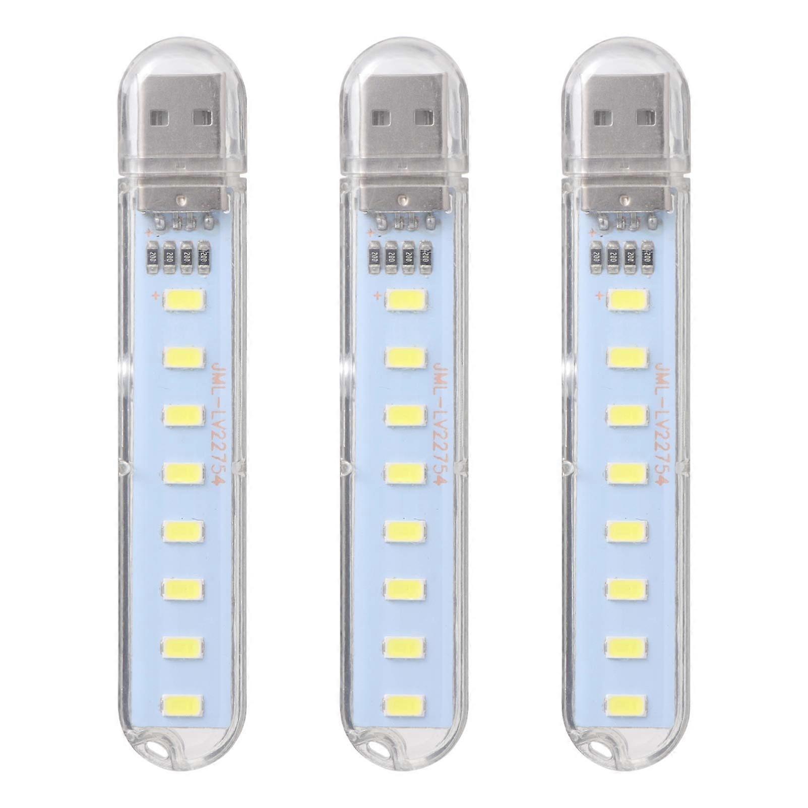 USB LED Night Light 3 Pack, Compact Energy Saving Lamp for Bedroom, Car, Reading