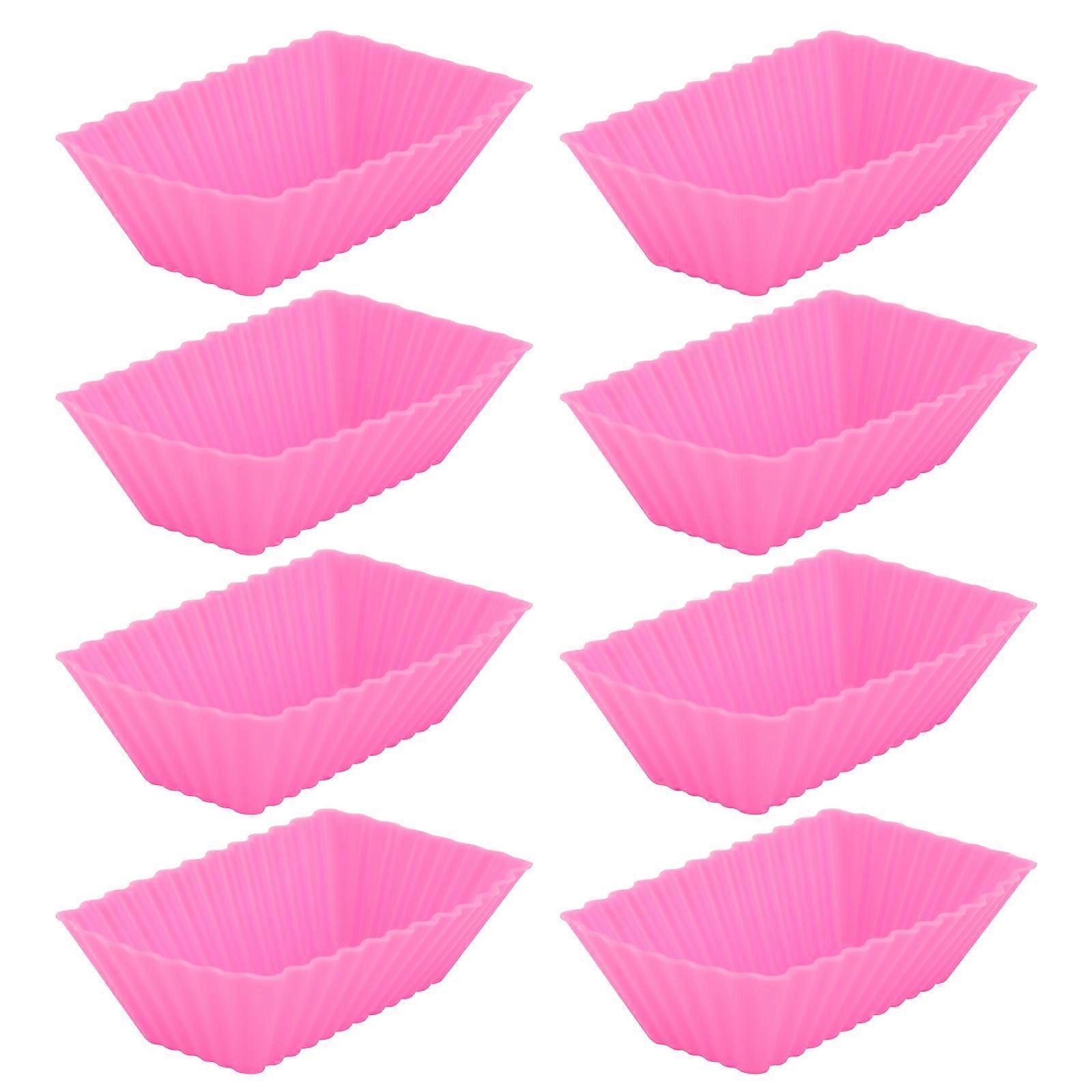 Baking Molds Silicone Square Cupcake Moulds for 16Pcs Pink Set