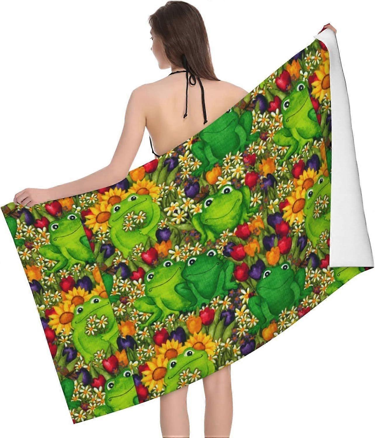 i1630 Frog Print Toalha de Banho Microfibra Toalha de Praia Macia Toalhas de Banho Absorventes 130X80CM (T1630) op1630