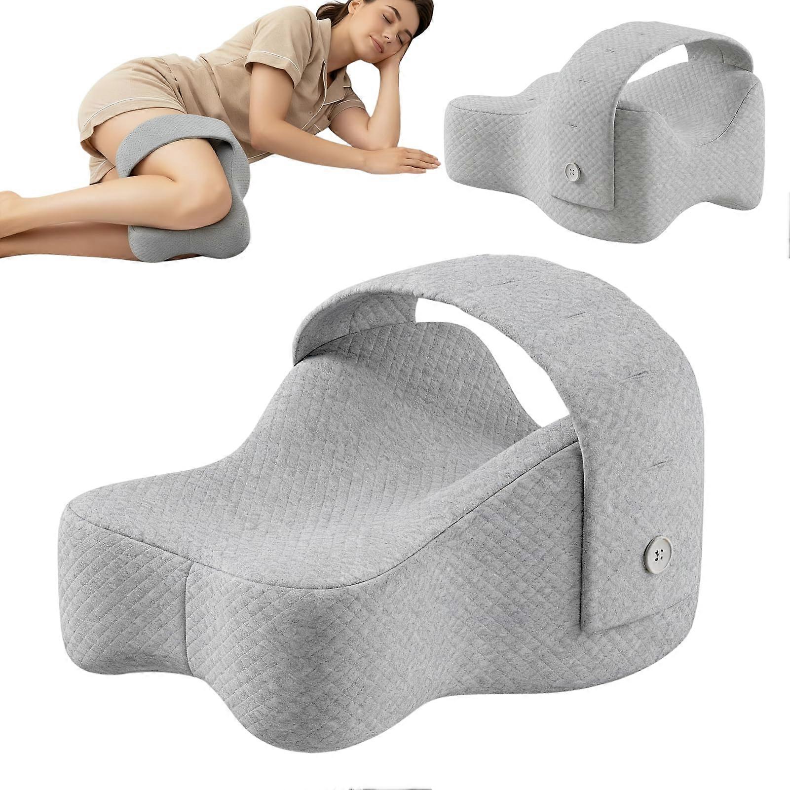 Knee Pillow for Side Sleepers with Adjustable Strap Ergonomic Memory Foam for Hip and Leg Support