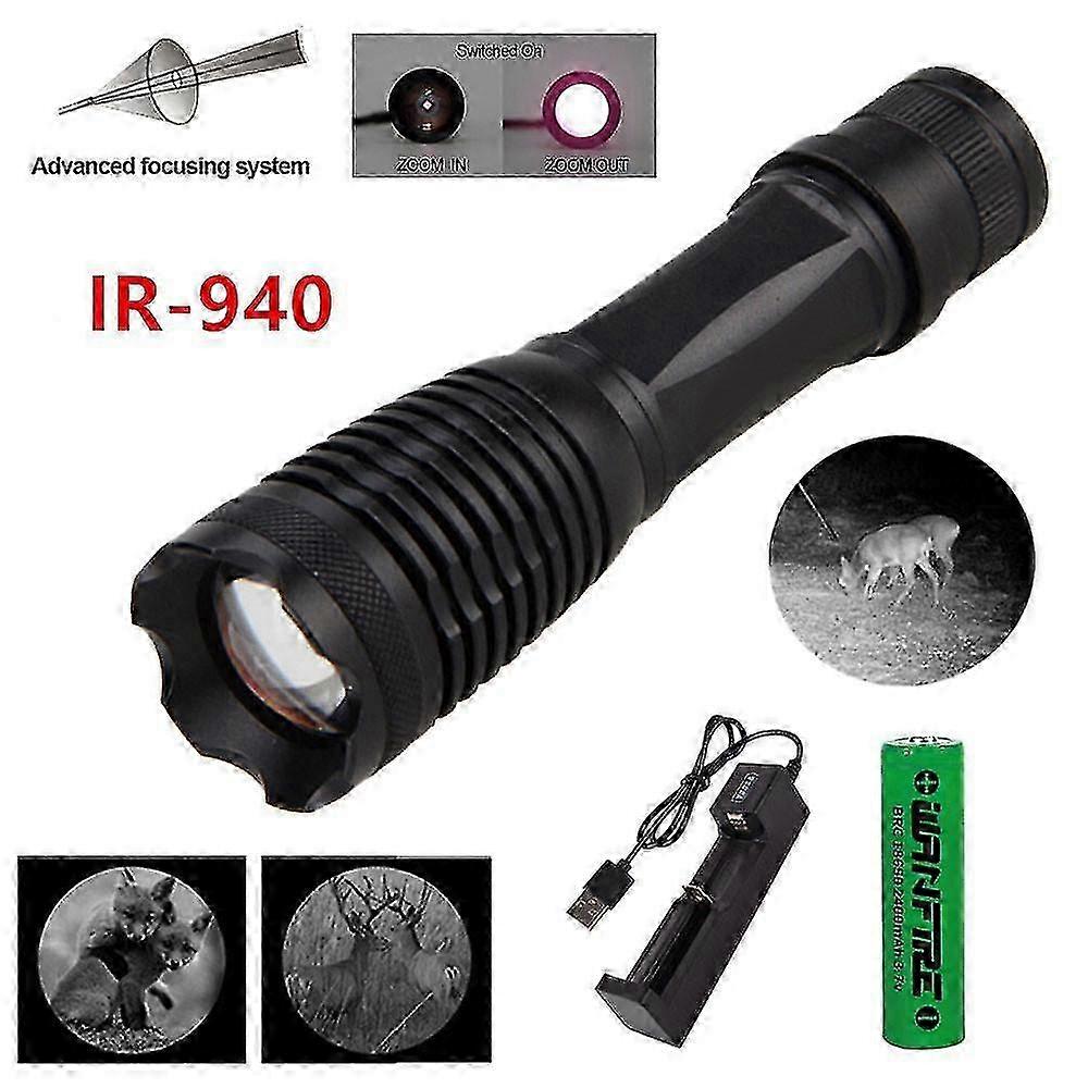 IR Flashlight 940nm Zoomable, Infrared Illuminator for Security Camera