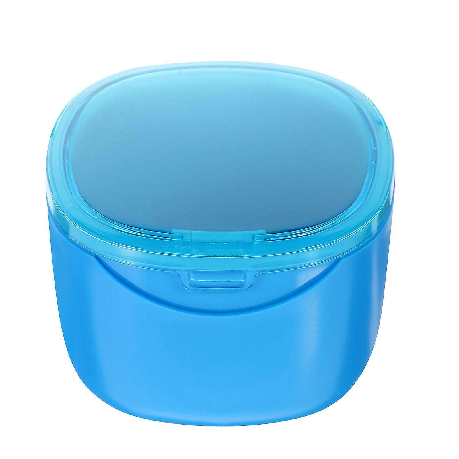 Sky-Blue Denture Box for Storage Use Portable Retainer Holder 3Pcs Set