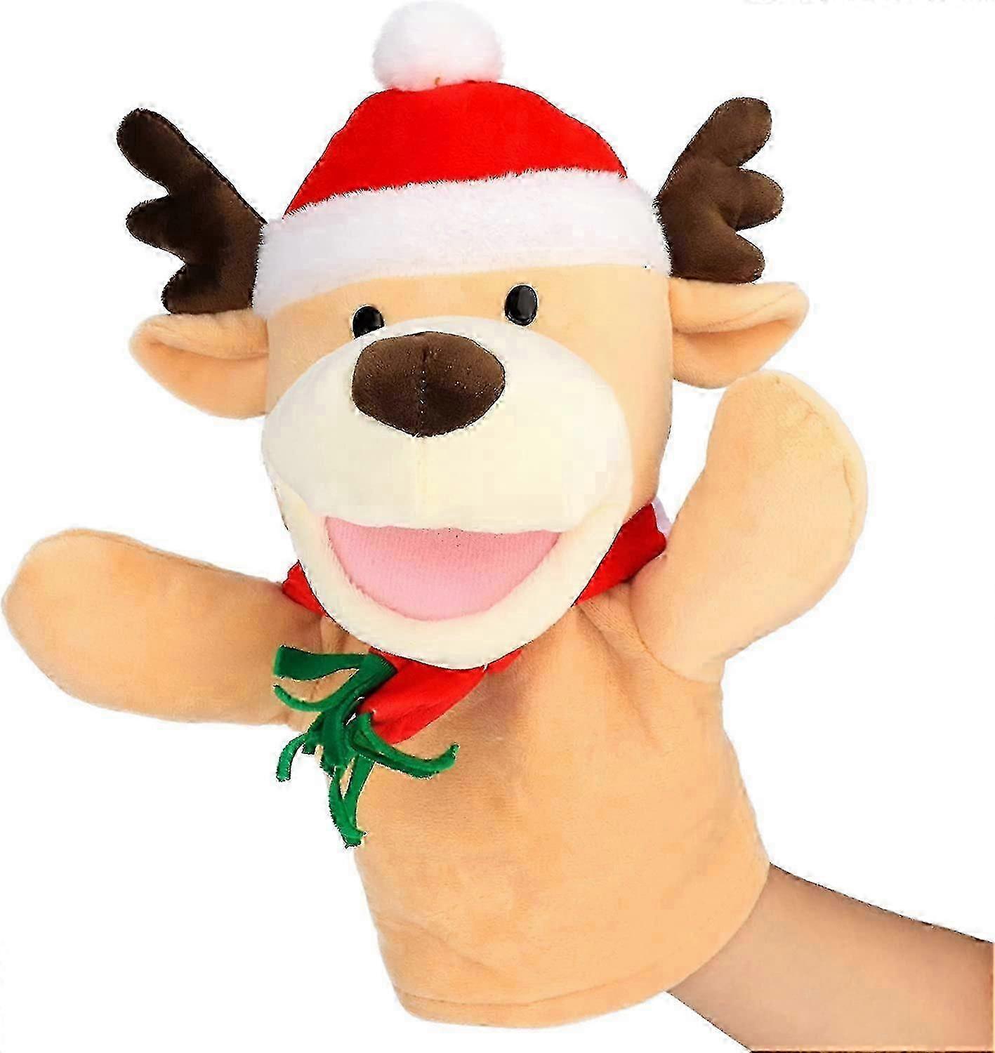 11.8' Plush Shark Hand Puppet with Open Movable Mouth for Storytelling Puppet Theater