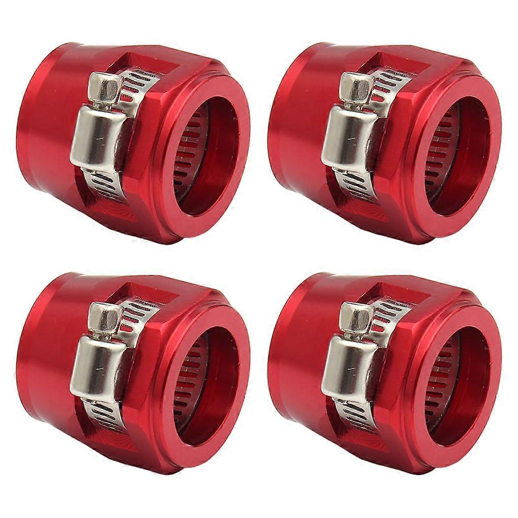 Red AN6 Aluminium Hose Finisher Clamp 4pcs  Performance Durable Hex Design with Screw