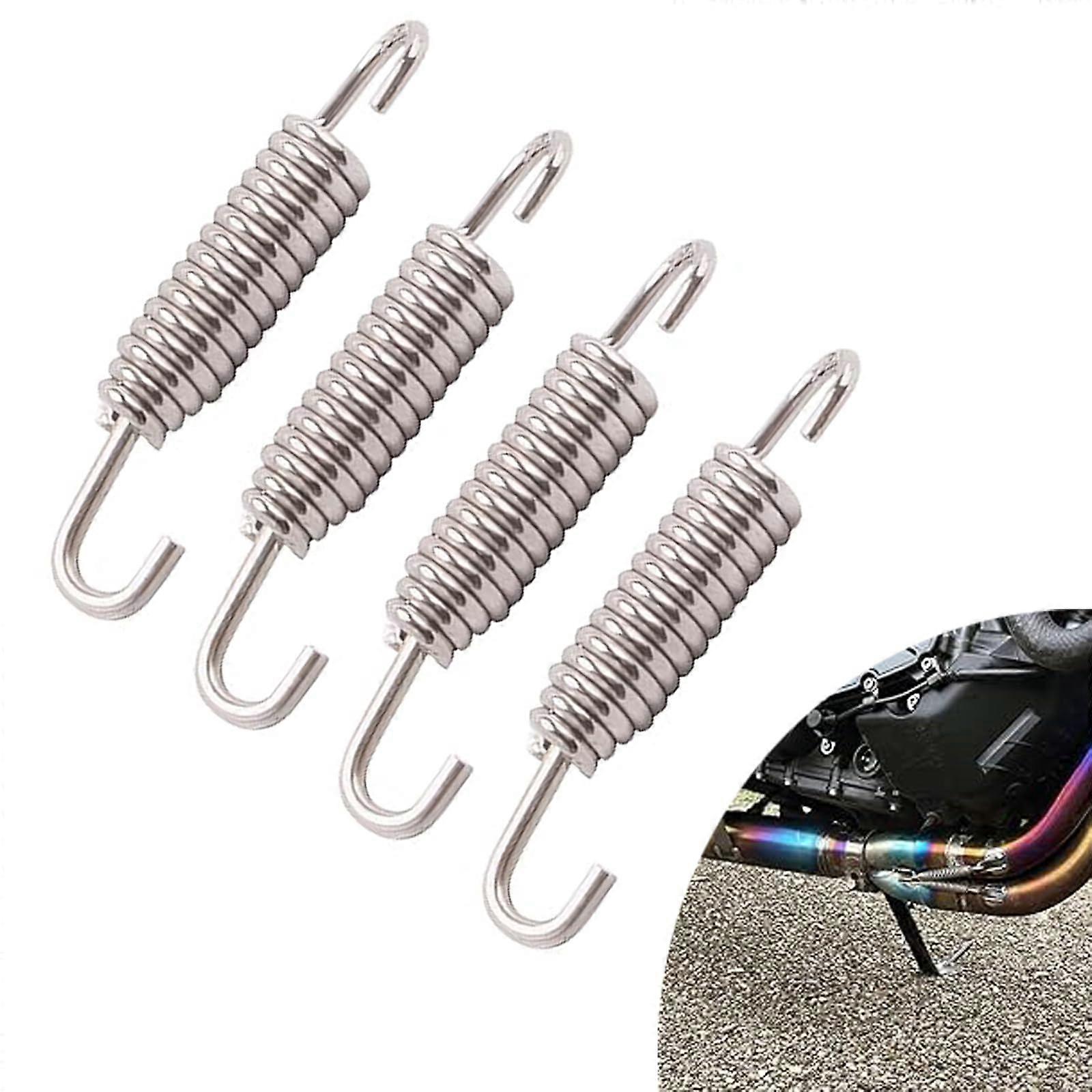 4 PCS Universal Stainless Steel Motorcycle Exhaust Spring with Hook for Secure Muffler Connection