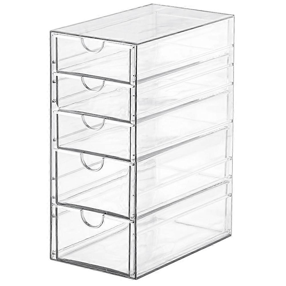 5 Tier Household Drawer Organizer Multi Use Clear Storage Container